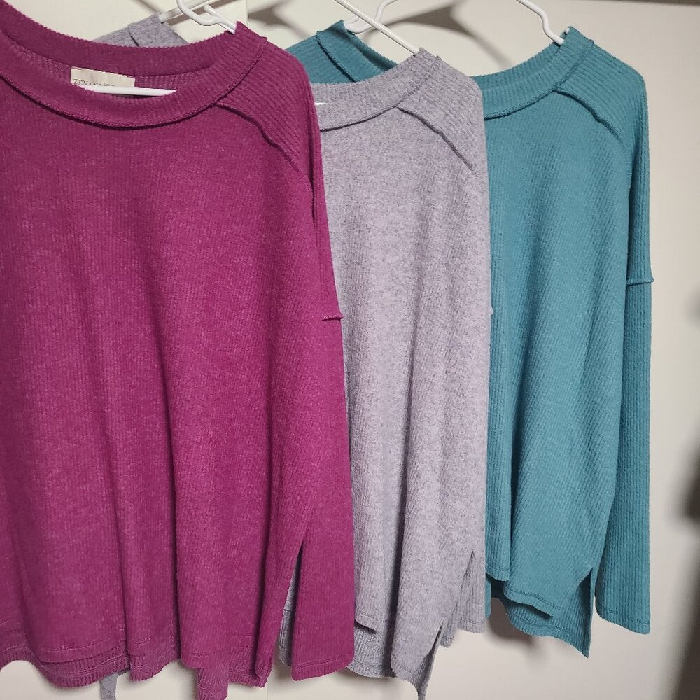 11. Exposed Seam Brushed Round Neck Sweater
